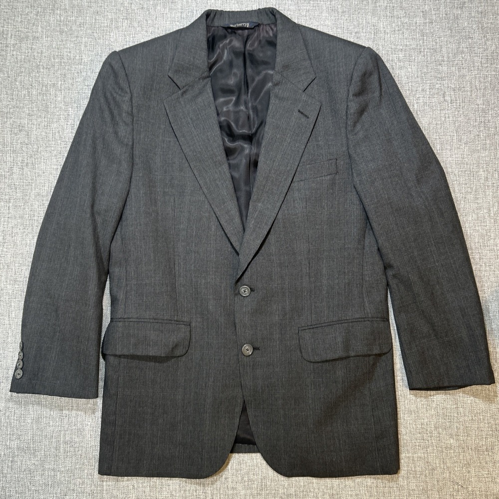 Burberrys Vintage Blazer Mens Gray Glen Plaid Wool Sport Coat Jacket USA 42R